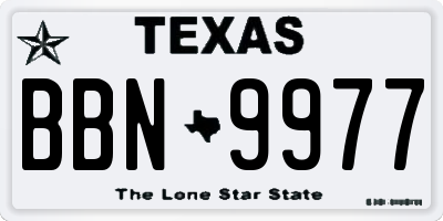 TX license plate BBN9977