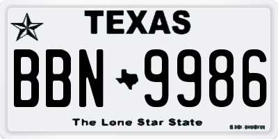 TX license plate BBN9986