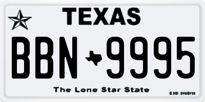 TX license plate BBN9995