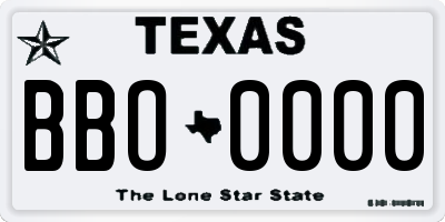 TX license plate BBO0000