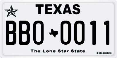 TX license plate BBO0011