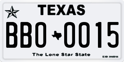 TX license plate BBO0015