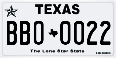 TX license plate BBO0022