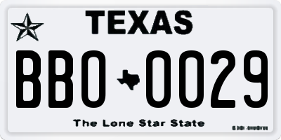 TX license plate BBO0029