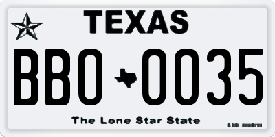 TX license plate BBO0035