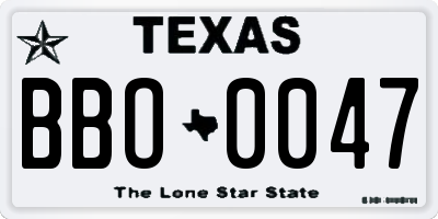 TX license plate BBO0047