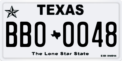 TX license plate BBO0048