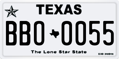TX license plate BBO0055