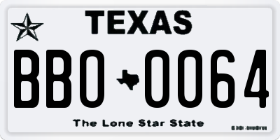 TX license plate BBO0064