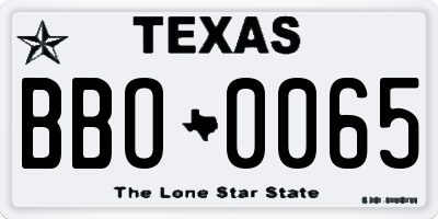 TX license plate BBO0065