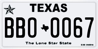 TX license plate BBO0067