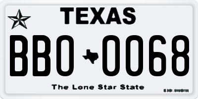 TX license plate BBO0068