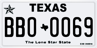 TX license plate BBO0069