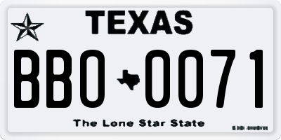TX license plate BBO0071