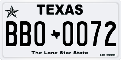 TX license plate BBO0072