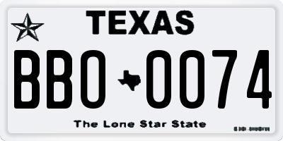 TX license plate BBO0074