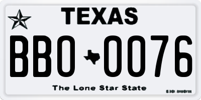 TX license plate BBO0076