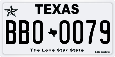 TX license plate BBO0079