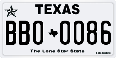 TX license plate BBO0086