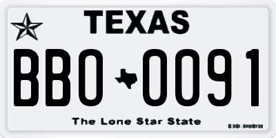 TX license plate BBO0091