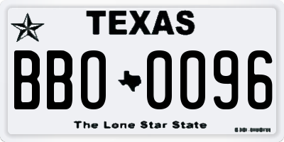 TX license plate BBO0096
