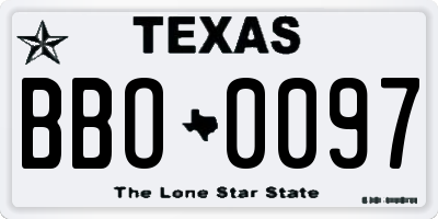 TX license plate BBO0097