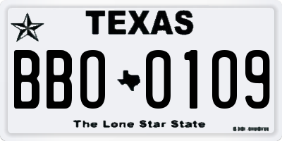 TX license plate BBO0109