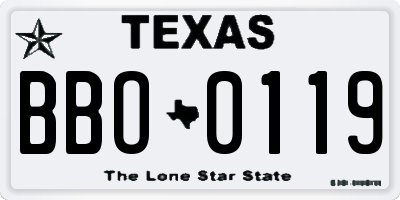 TX license plate BBO0119