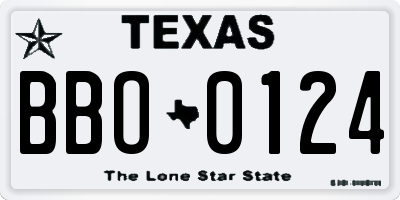 TX license plate BBO0124