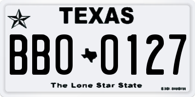 TX license plate BBO0127