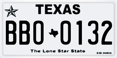 TX license plate BBO0132