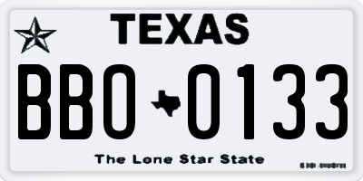 TX license plate BBO0133