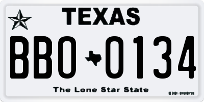 TX license plate BBO0134