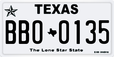 TX license plate BBO0135