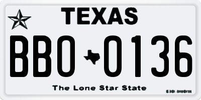TX license plate BBO0136