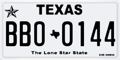 TX license plate BBO0144