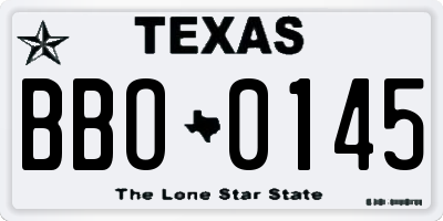 TX license plate BBO0145