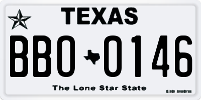 TX license plate BBO0146