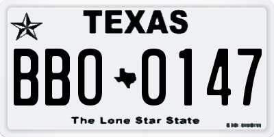 TX license plate BBO0147
