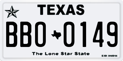 TX license plate BBO0149