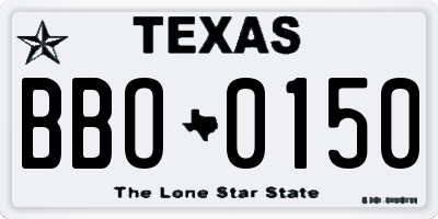 TX license plate BBO0150