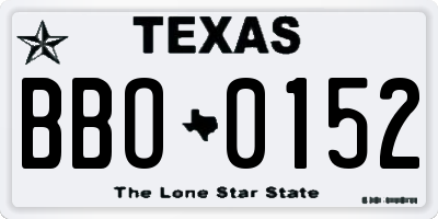 TX license plate BBO0152