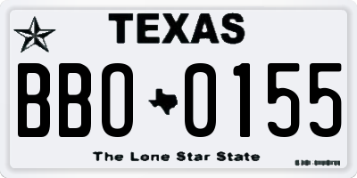 TX license plate BBO0155