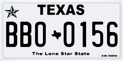 TX license plate BBO0156