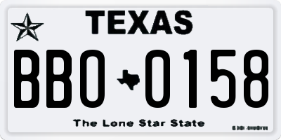 TX license plate BBO0158