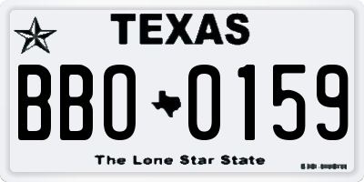 TX license plate BBO0159