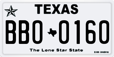 TX license plate BBO0160