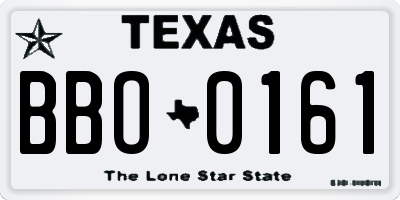 TX license plate BBO0161
