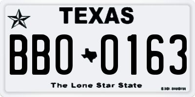 TX license plate BBO0163
