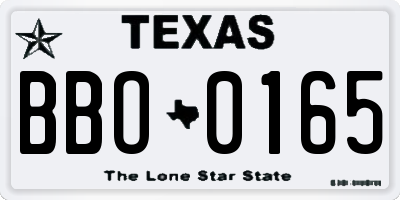 TX license plate BBO0165